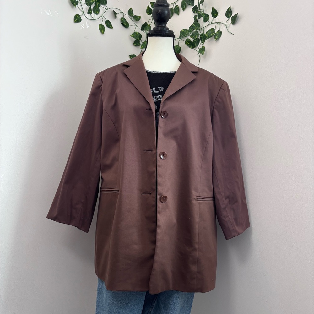 Vintage Holt Renfrew Collection Brown Blazer Jacket Plus Size US 14